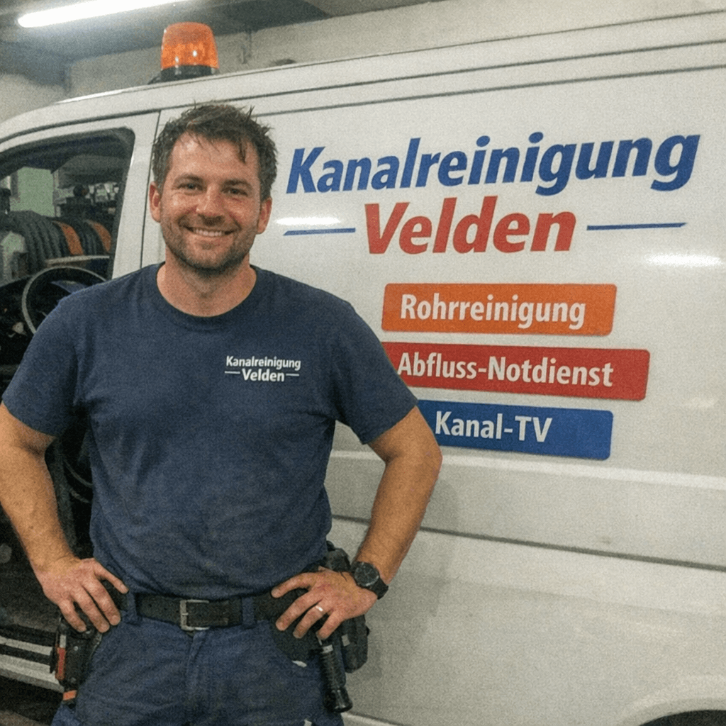 Jonas Velden vor dem Einsatzfahrzeug bereit für den Notfall